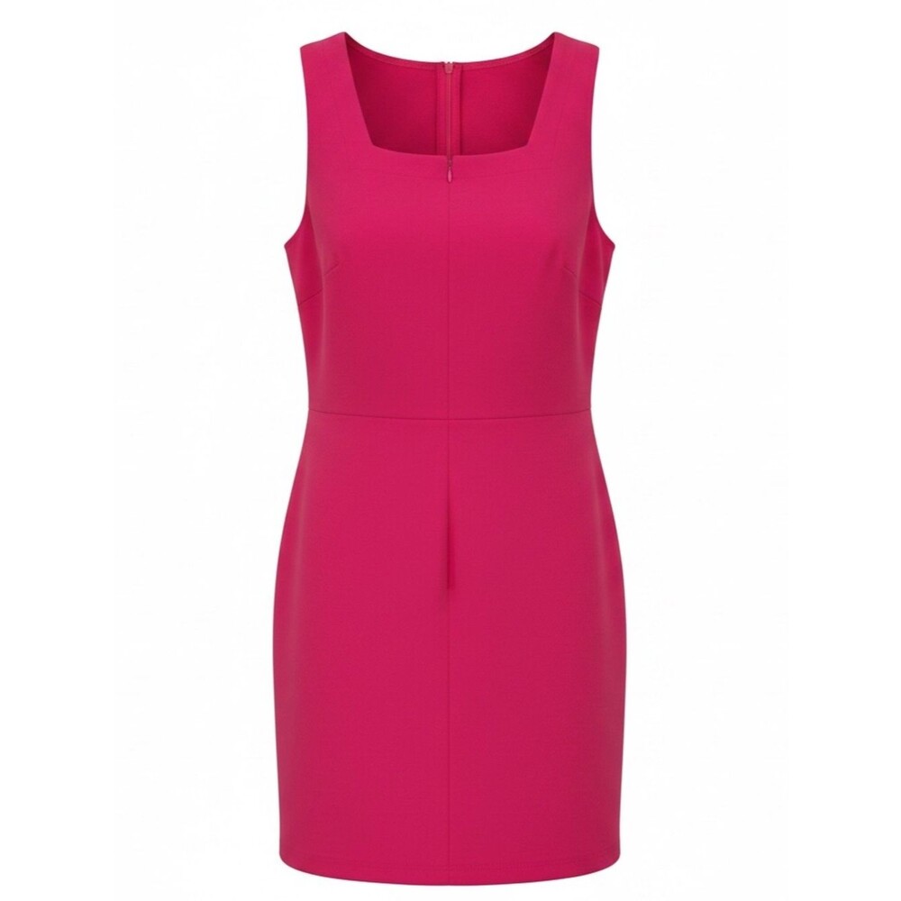 Square-Neck Mini Dress in Vibrant Pink - Size Small